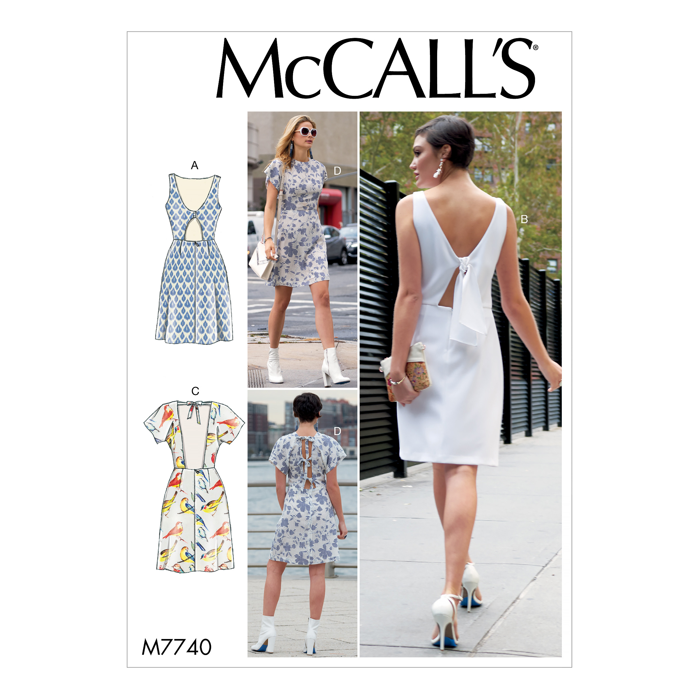 M7740 Open back dress