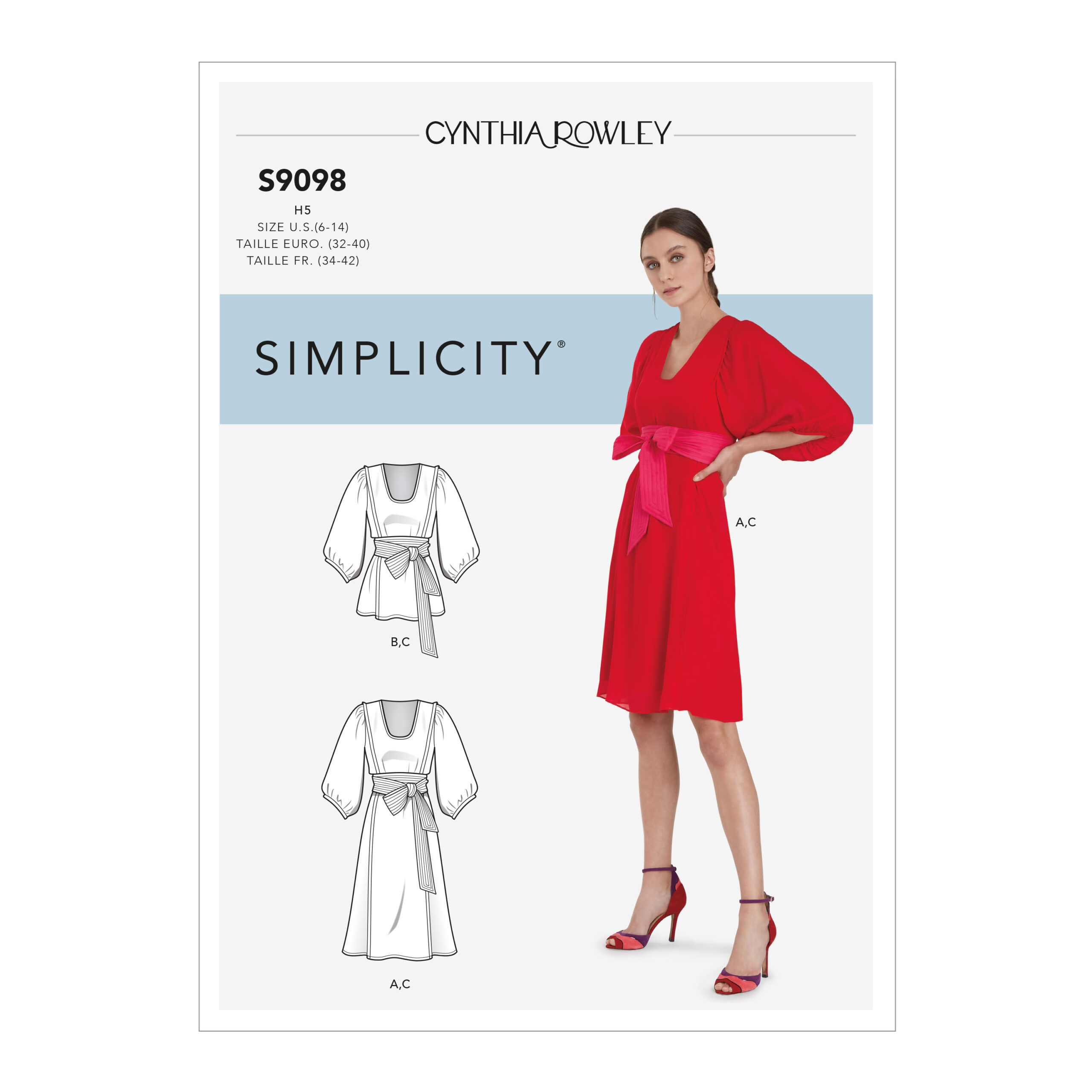 S9098 Dress and top with tie belt