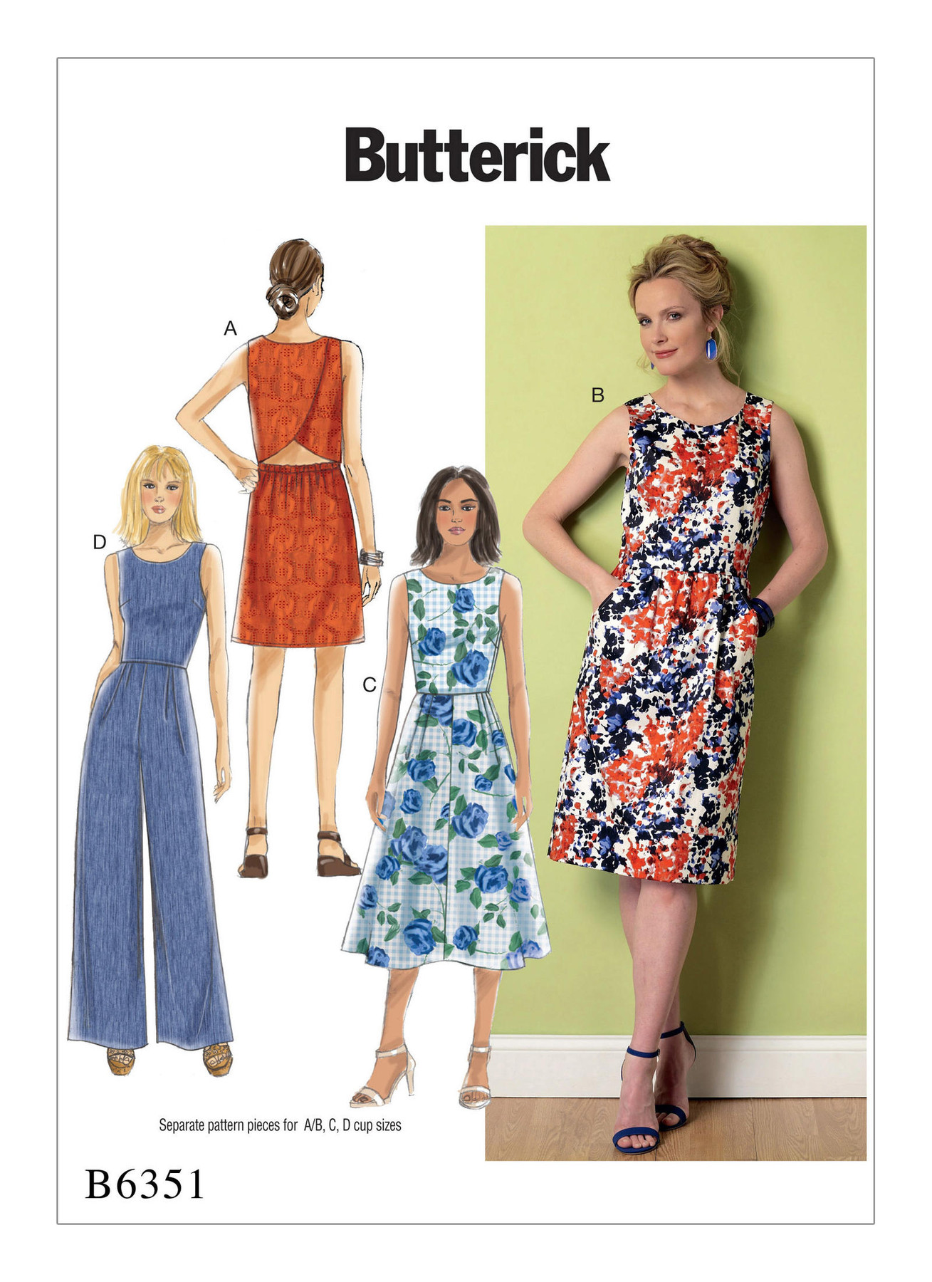 B6351 Tulip-Shaped, Open-Back Dresses and Jumpsuit