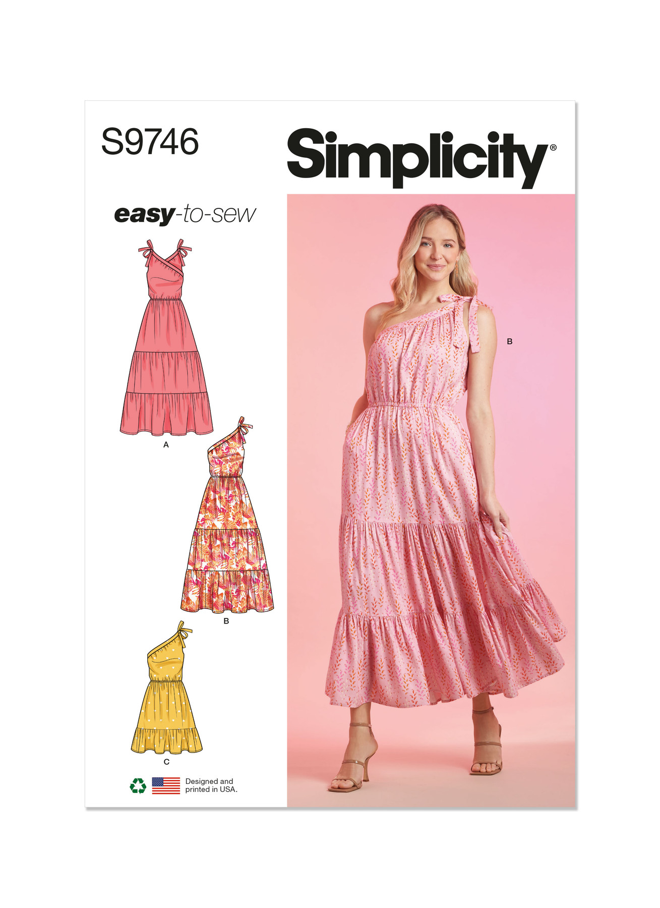 S9746 Elastic waist tiered dress