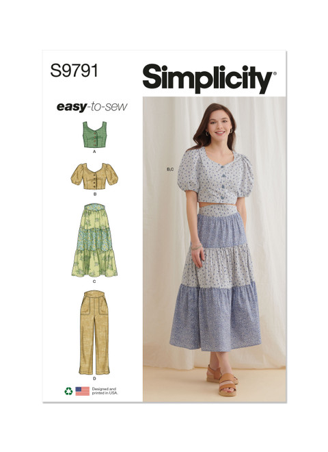 S9791 Easy to sew tops, skirt and pants