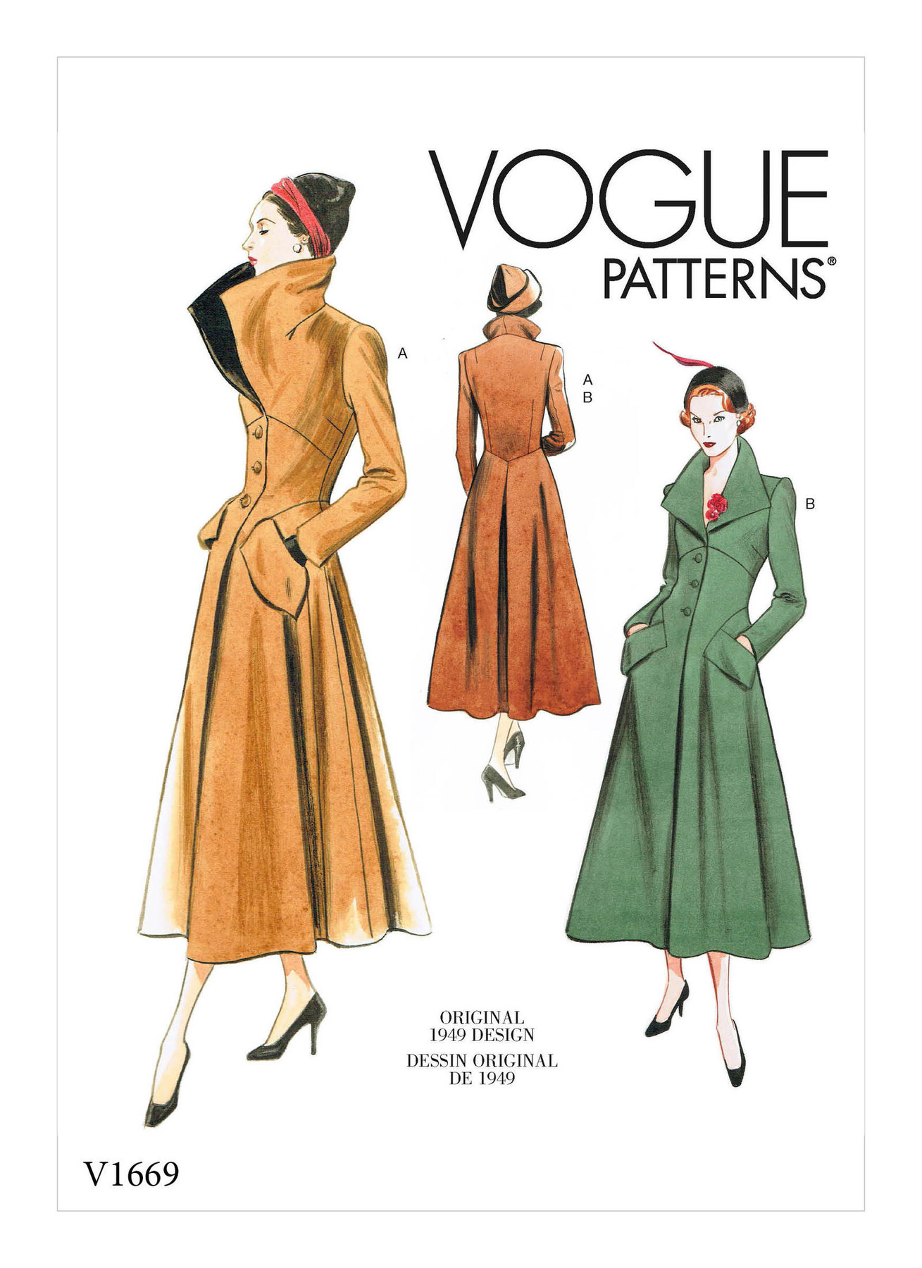 V1669 Vintage lined coat