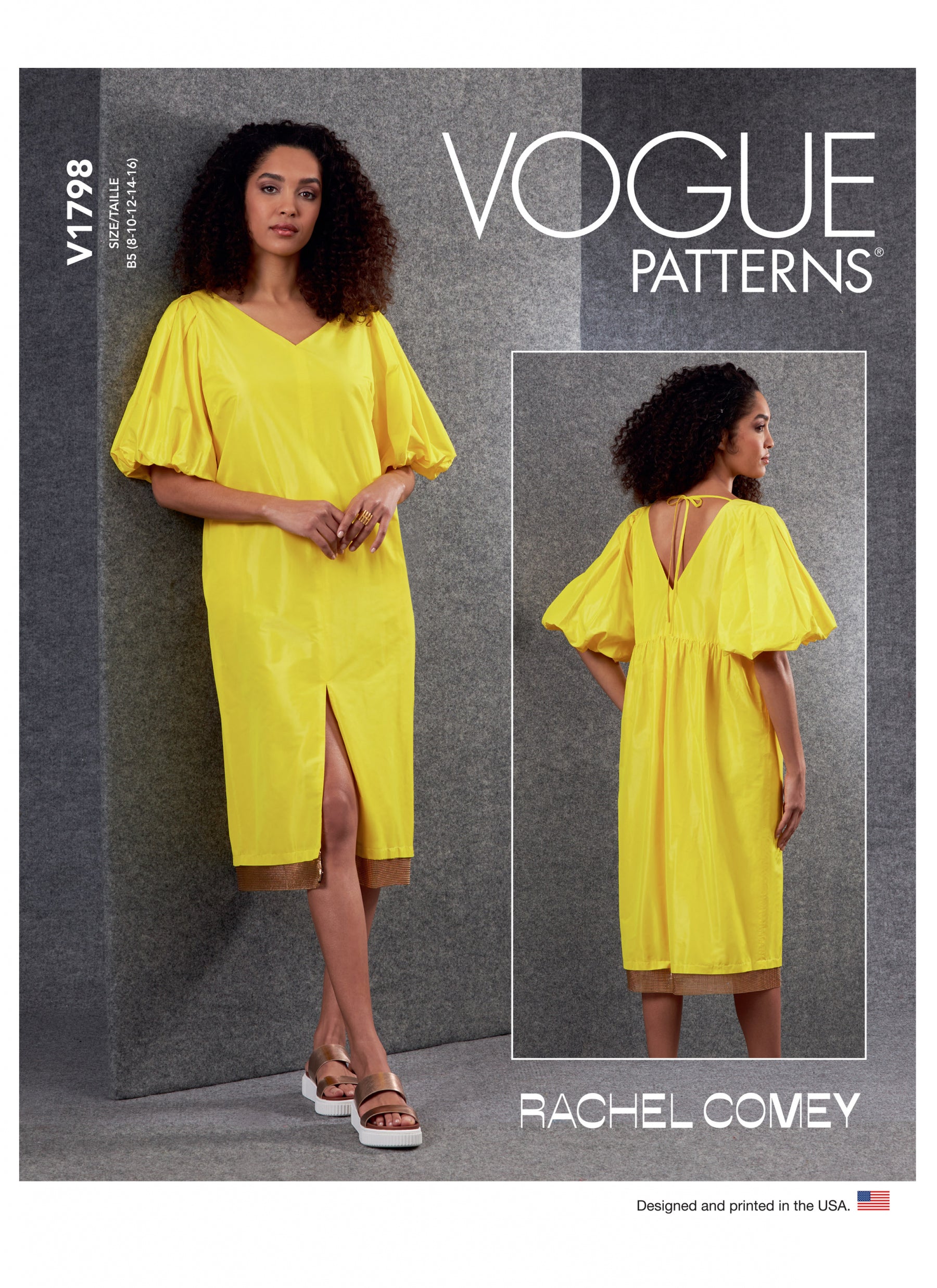 V1798 Shift dress very loose-fitting, lined midi length