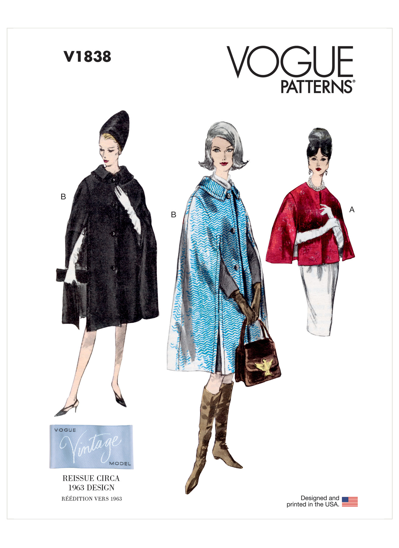 V1838 Lined cape with or without shaped collar