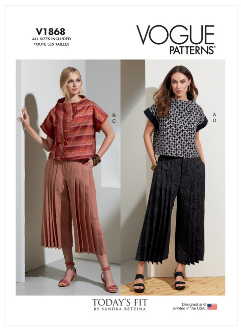 V1868 Loose-fitting top, pleated front pants