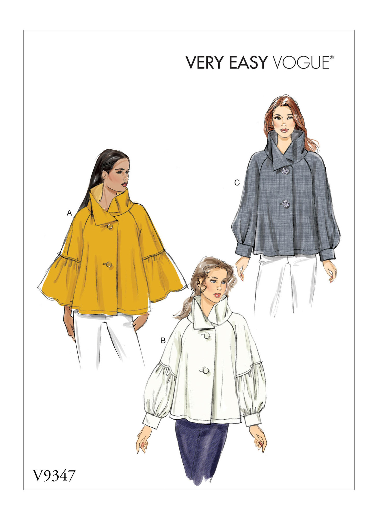 V9347 Top/Jacket with raglan sleeves