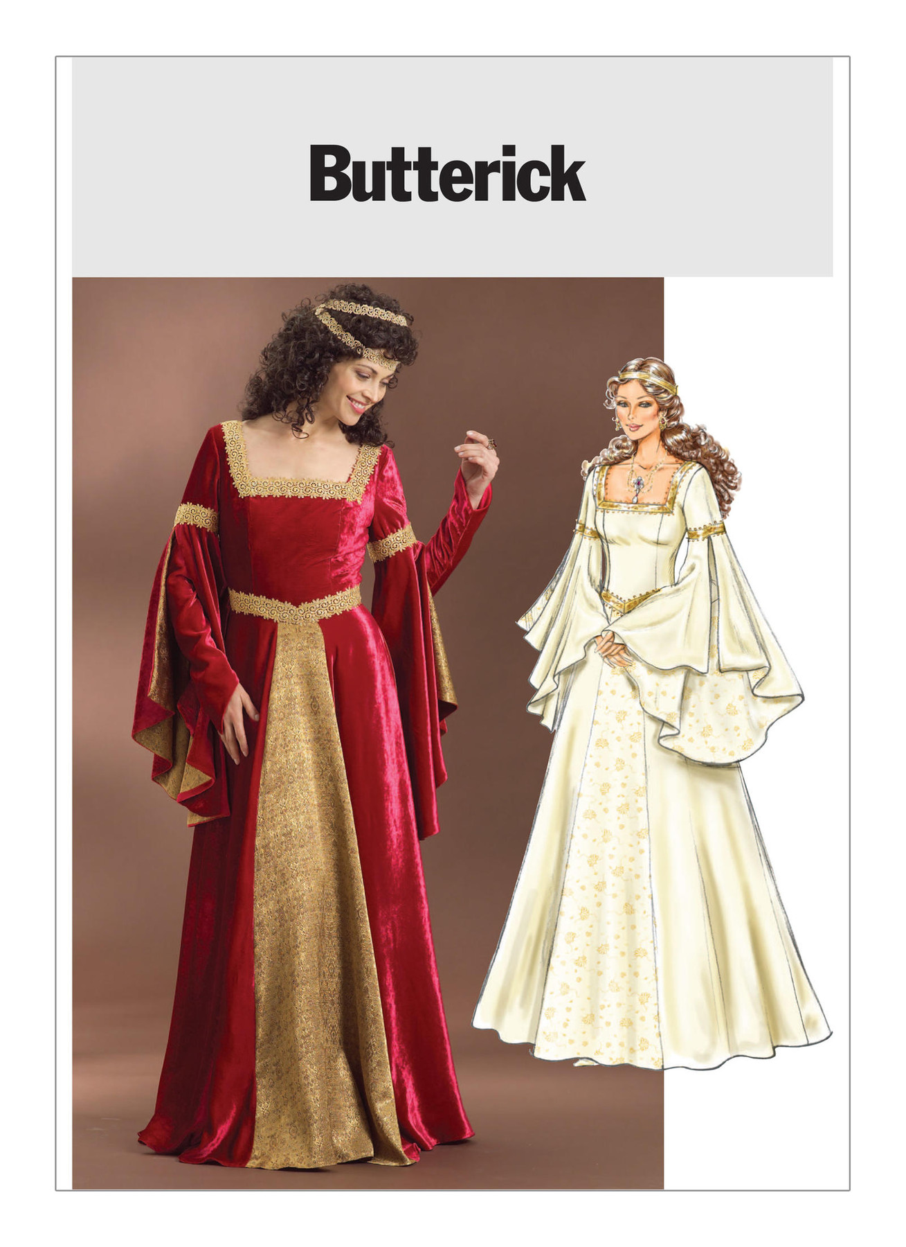 B4571 Floor-Length Dress with Flared Sleeves