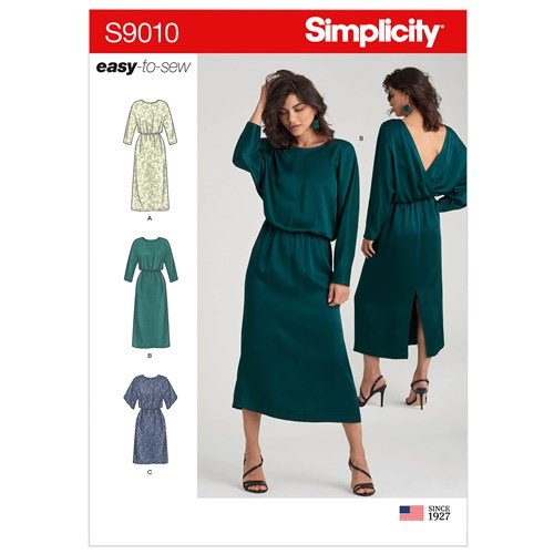 S9010 Loose-fitting dresses with elastic waist and grown-on sleeves