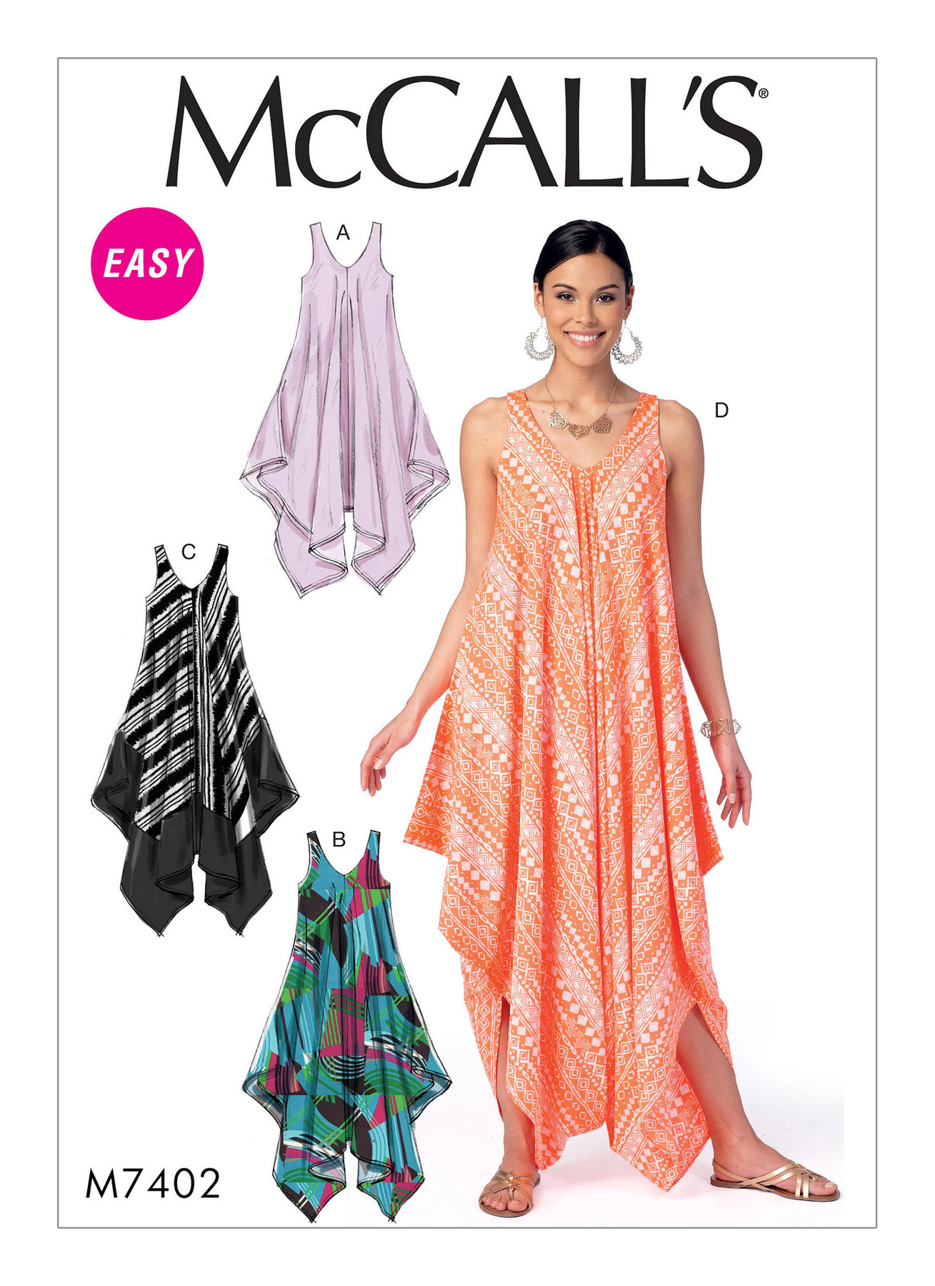 M7402 Handkerchief-Hem, Tent Dresses and Jumpsuit