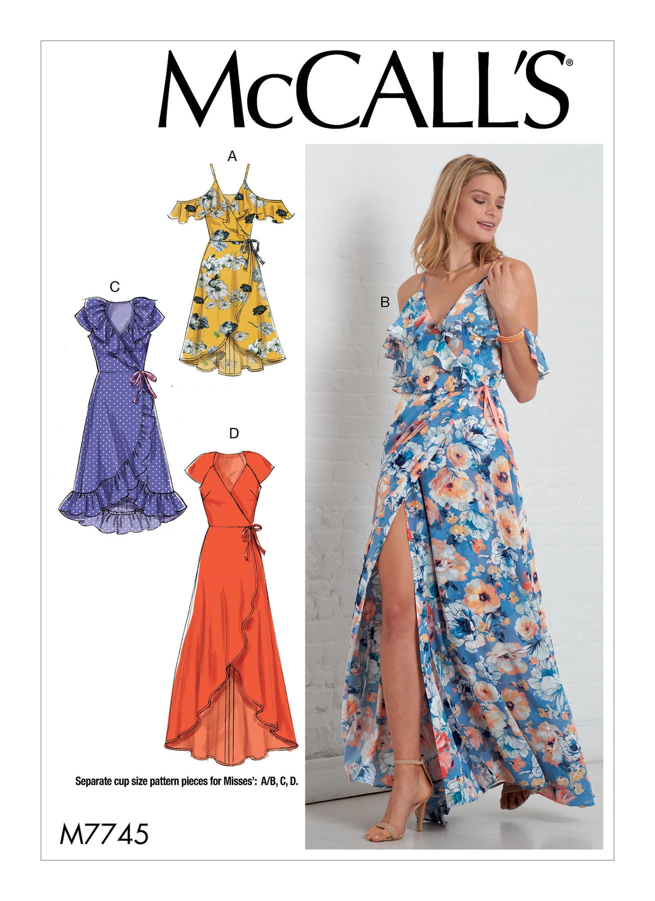 M7745 Close fitting wrap dress
