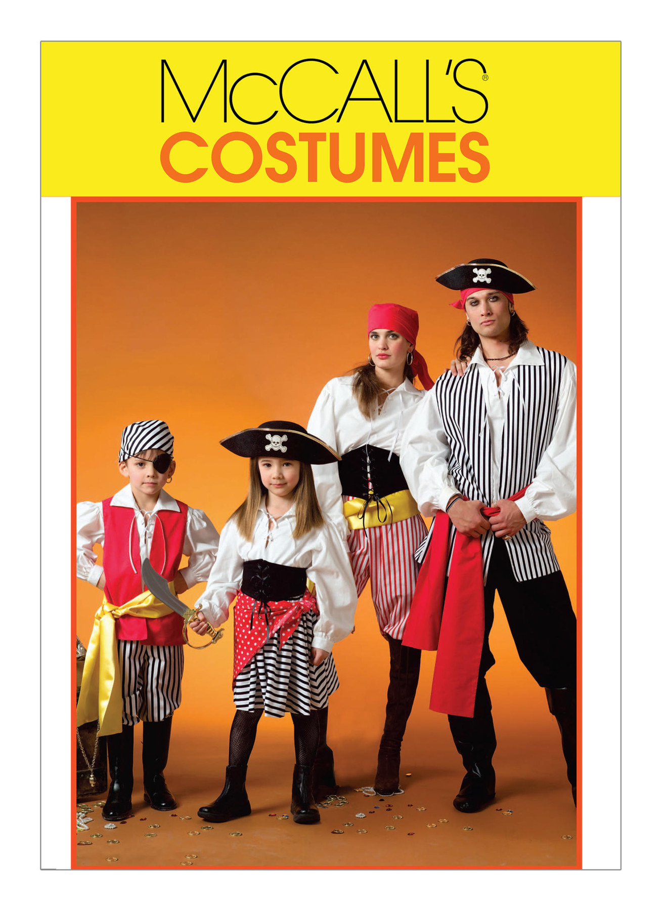 M4552 Misses’/Men’s/Children’s/Boys’/Girls’ Pirate Costumes