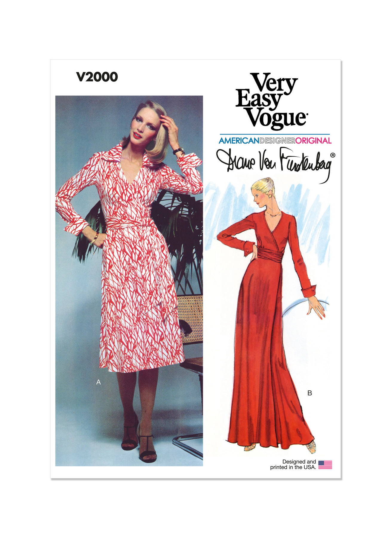 V2000 1970s Misses’ Wrap Dress by Diane von Furstenberg