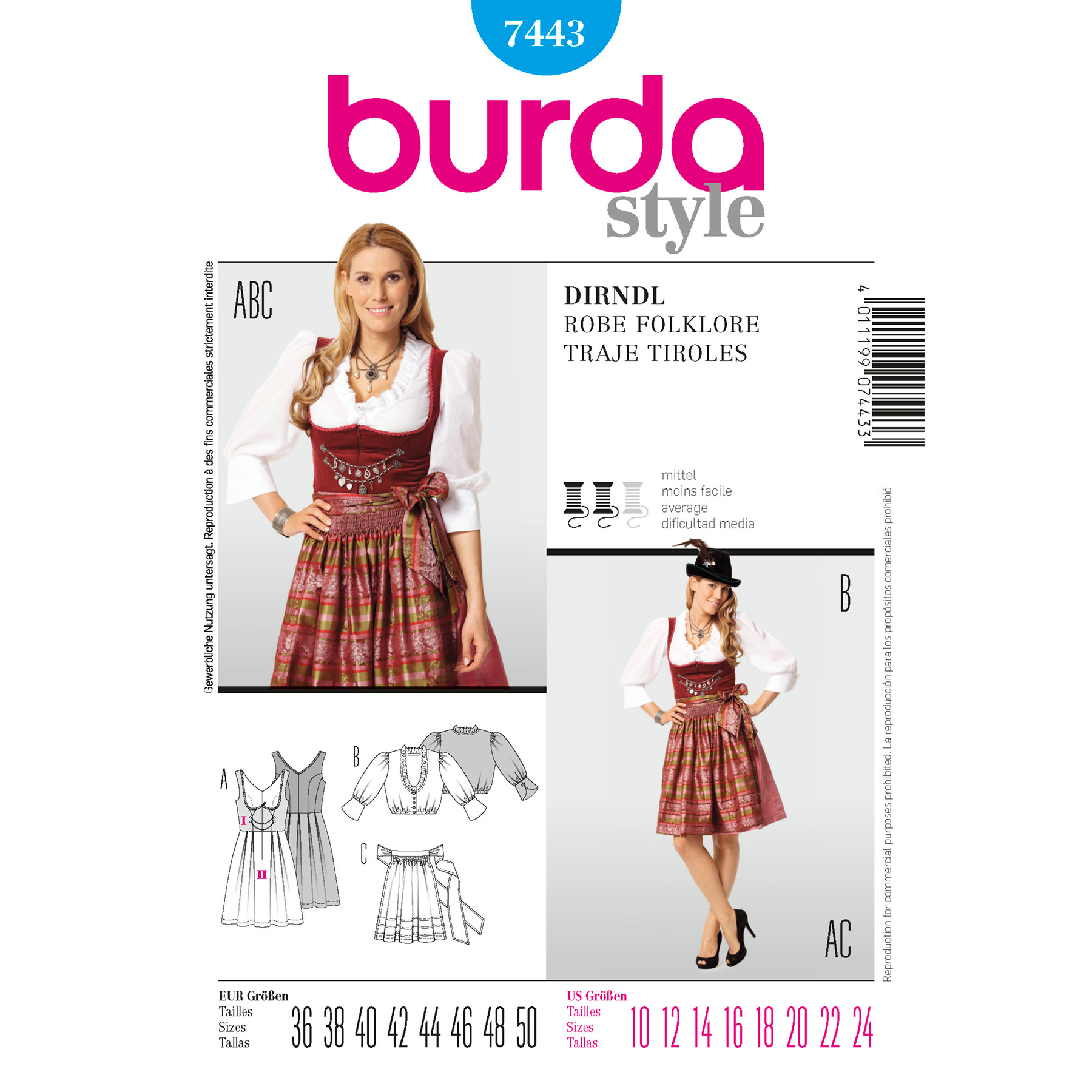 Burda 7443 Dirndl Dress