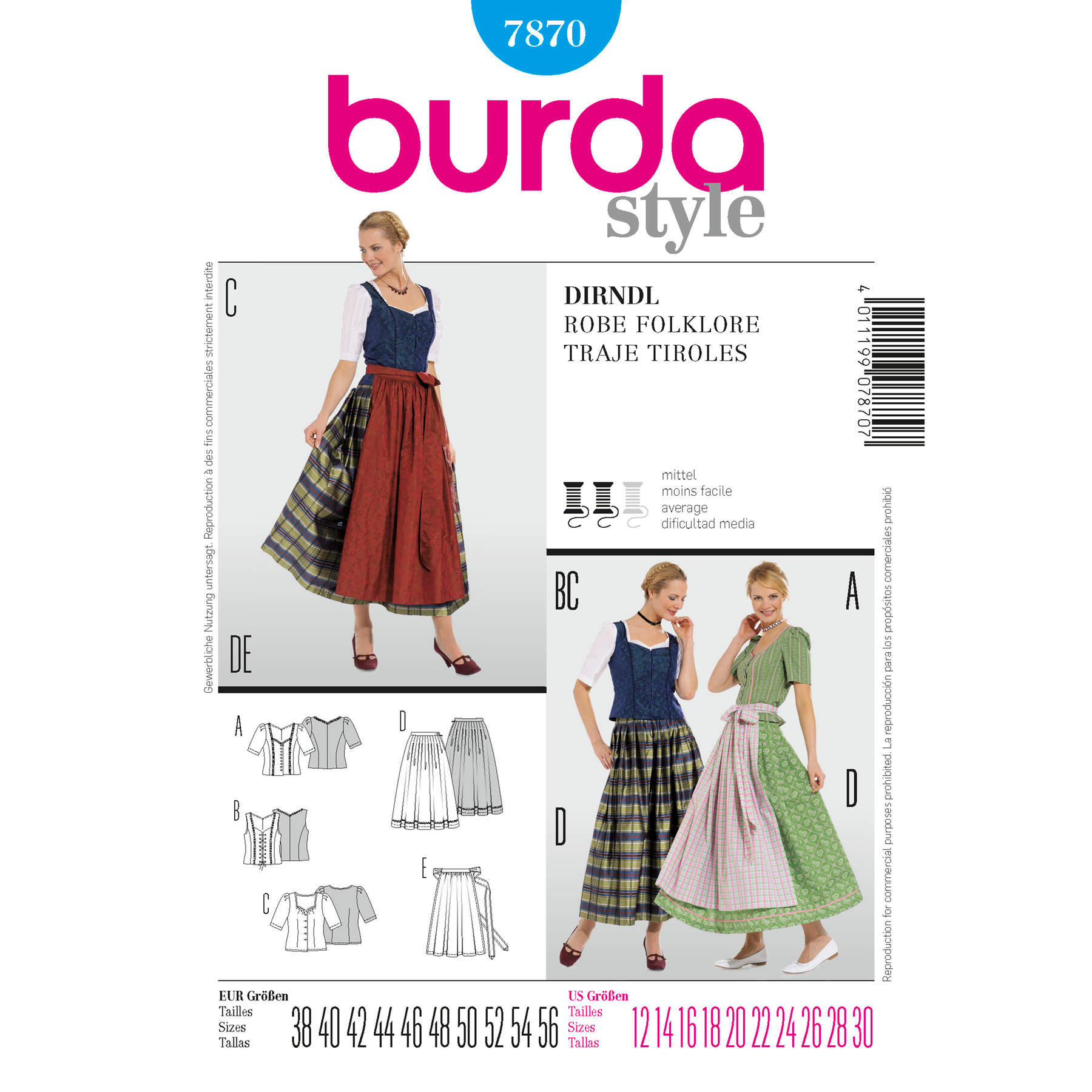 Burda 7870 Dirndl Dress