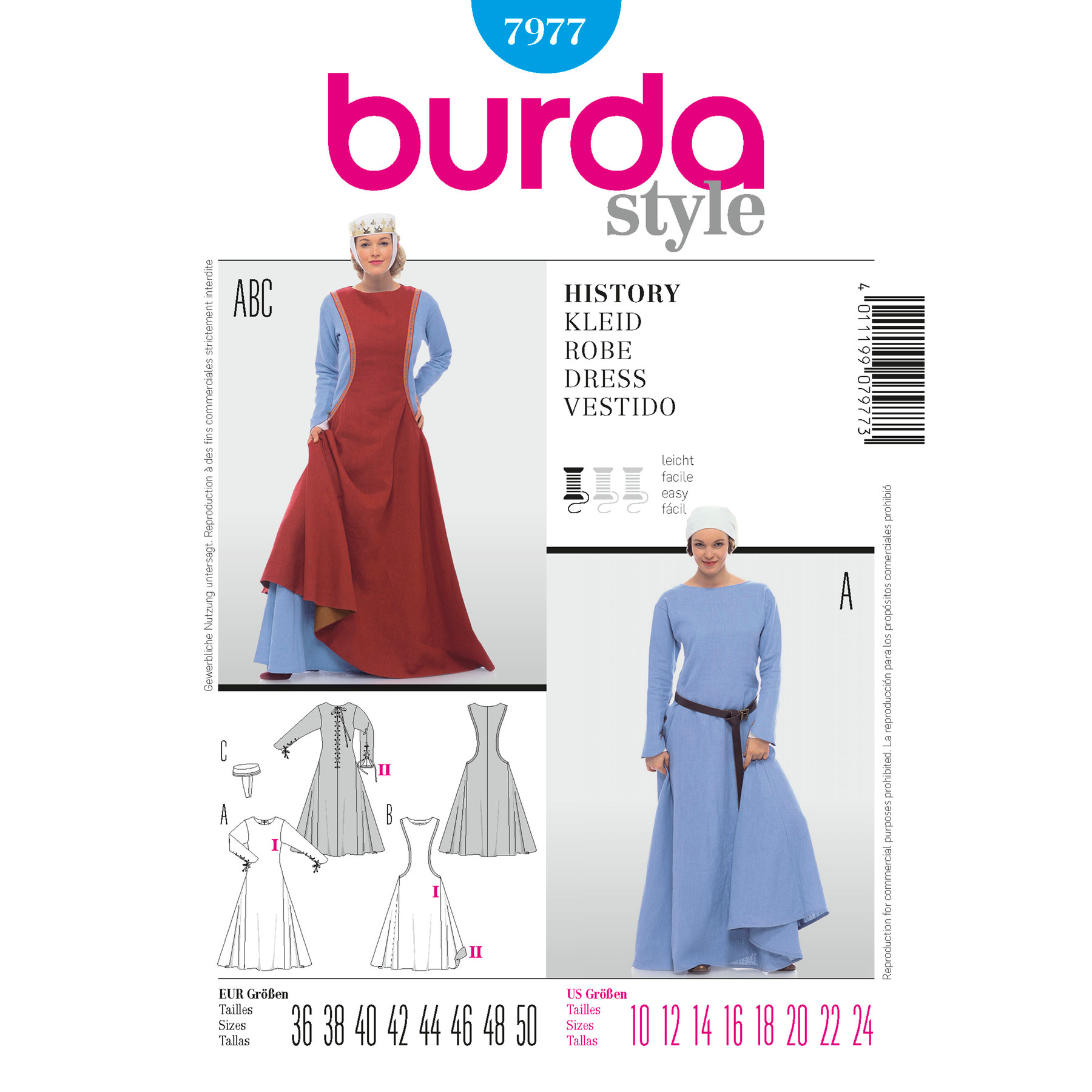 Burda 7977 Historic Medieval Dress